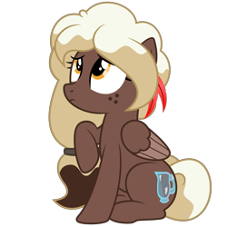 Size: 7000x7000 | Tagged: safe, artist:besttubahorse, oc, oc only, oc:sweet mocha, pegasus, pony, .svg available, absurd resolution, alternate hairstyle, cutie mark, freckles, raised hoof, simple background, sitting, solo, transparent background, vector