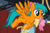 Size: 315x208 | Tagged: safe, derpibooru import, screencap, dizzy twister, orange swirl, pegasus, pony, hearth's warming eve (episode), background pony, cropped, drizzledrips, female, flying, hoof hold, mare, smiling, solo focus