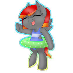 Size: 1000x1000 | Tagged: safe, artist:vanilla-calligraphy, oc, oc only, oc:arian blaze, pegasus, pony, clothes, inner tube, one-piece swimsuit, solo, summer, swimsuit