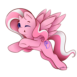 Size: 1024x1024 | Tagged: safe, artist:mindlesssketching, derpibooru import, oc, oc:crystal melody, alicorn, chibi, female, mare, one eye closed, simple background, solo, transparent background, wink