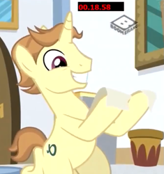 Size: 667x709 | Tagged: safe, derpibooru import, screencap, alpha beta, pony, unicorn, friendship university, background pony, boomerang (tv channel), cropped, las pegasus resident, male, smiling