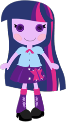 Size: 1024x1879 | Tagged: safe, artist:ra1nb0wk1tty, twilight sparkle, equestria girls, clothes, crossover, cute, doll, lalaloopsy, simple background, skirt, solo, toy, transparent background, twiabetes