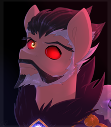 Size: 1400x1600 | Tagged: safe, artist:tigra0118, derpibooru import, pony, bust, heroes of the storm, heterochromia, male, ponified, portrait, red sclera, the raven lord