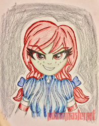 Size: 2329x2978 | Tagged: safe, artist:adammasterart, equestria girls, crossover, equestria girls-ified, evil grin, grin, meme, smiling, smirk, smug, smug wendy's, solo, traditional art, wendy's