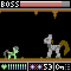 Size: 600x600 | Tagged: safe, artist:derek the metagamer, pony, to where and back again, armor, boss fight, cave, dragoning, pixel art, video game