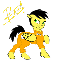 Size: 768x768 | Tagged: safe, artist:thunder burst, derpibooru import, oc, oc only, oc:thunder burst, base used, clothes, jail, prison, prison outfit, prisoner, simple background, solo, spanish, transparent background