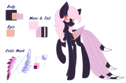 Size: 1600x1059 | Tagged: safe, artist:wasatgemini, oc, oc only, oc:manakel, pegasus, pony, augmented tail, base used, colored pupils, female, mare, reference sheet, solo