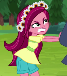 Size: 425x479 | Tagged: safe, screencap, gloriosa daisy, equestria girls, legend of everfree, angry, cropped, gritted teeth, pushing, solo