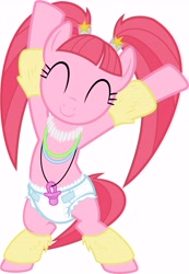 Size: 6000x8669 | Tagged: safe, alternate version, artist:sollace, derpibooru exclusive, edit, edited edit, editor:twilights-secret, pacific glow, pony, the saddle row review, absurd resolution, bipedal, cute, dancing, diaper, diaper edit, diaper fetish, fetish, glowstick, jewelry, leg warmers, necklace, pacifier, rave diaper, simple background, solo, vector