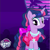 Size: 1203x1195 | Tagged: safe, derpibooru import, twilight sparkle, twilight sparkle (alicorn), alicorn, 80s, clothes, dress, gameloft, jewelry, my little pony logo, necklace, official, pop princess twilight, retro, solo