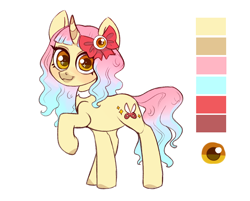 Size: 1100x884 | Tagged: safe, artist:kapusha-blr, derpibooru import, oc, oc only, pony, unicorn, bow, curved horn, eye, hair bow, smiling, solo