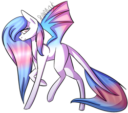 Size: 1080x954 | Tagged: safe, artist:sweetmelon556, oc, oc only, oc:tama, bat pony, pony, female, leonine tail, mare, multicolored wings, simple background, solo, transparent background