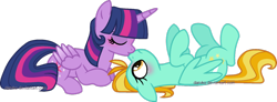 Size: 1024x376 | Tagged: safe, artist:darvko, derpibooru import, lightning dust, twilight sparkle, twilight sparkle (alicorn), alicorn, blushing, crack shipping, female, kissing, lesbian, shipping, simple background, transparent background, twidust