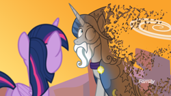 Size: 1920x1080 | Tagged: safe, artist:crisostomo-ibarra, derpibooru import, star swirl the bearded, twilight sparkle, twilight sparkle (alicorn), alicorn, avengers: infinity war, discovery family logo, disintegration, fake, fake screencap, i don't feel so good, imminent death, infinity war, karma, series finale, spoilers for another series, what have i done