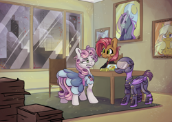 Size: 7016x4961 | Tagged: safe, artist:cutepencilcase, derpibooru import, babs seed, sweetie belle, oc, earth pony, pegasus, pony, unicorn, fallout equestria, fallout equestria: child of the stars, fanfic:fallout equestria: child of the stars, absurd resolution, armor, fallout, female, flash back, group, guard, male, mare, memory, pre-war, stallion