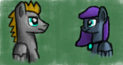 Size: 426x226 | Tagged: safe, artist:platinumdrop, oc, oc only, oc:emerald bolt, oc:platinumdrop, pegasus, pony, female, flockmod, male, mare, stallion