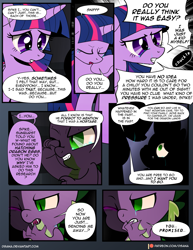 Size: 1275x1650 | Tagged: safe, artist:dsana, derpibooru import, spike, twilight sparkle, twilight sparkle (alicorn), alicorn, dragon, pony, comic:the shadow shard, comic, crying, silhouette