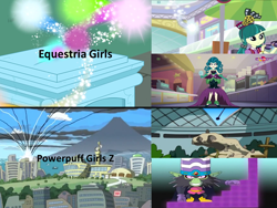 Size: 960x720 | Tagged: safe, screencap, juniper montage, equestria girls, legend of everfree, mirror magic, spoiler:eqg specials, black z ray, comparison, juniper monstar, mojo jojo, portal, powerpuff girls z, text