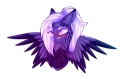 Size: 3033x1917 | Tagged: safe, artist:honeybbear, derpibooru import, oc, oc:gloss, pegasus, pony, bandana, blushing, bust, chest fluff, female, mare, portrait, simple background, solo, spread wings, transparent background, two toned wings, wings