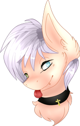 Size: 567x890 | Tagged: safe, artist:poppy-opium, oc, oc only, oc:spring breeze, pony, bust, choker, heterochromia, male, portrait, simple background, solo, stallion, transparent background