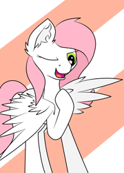 Size: 2660x3696 | Tagged: safe, artist:luriel maelstrom, derpibooru import, oc, oc only, oc:sugar morning, pegasus, pony, abstract background, one eye closed, simple background, solo, wink