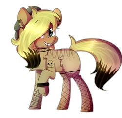 Size: 1877x1807 | Tagged: safe, artist:soundwavepie, oc, oc only, earth pony, pony, blushing, chest fluff, choker, female, fishnet stockings, grin, hair over one eye, heart eyes, looking at you, mare, raised hoof, shoulder fluff, simple background, smiling, solo, transparent background, wingding eyes