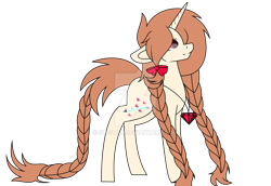 Size: 1024x705 | Tagged: safe, artist:su-star, derpibooru import, oc, oc:gingar, pony, unicorn, bow, braid, female, mare, simple background, solo, transparent background