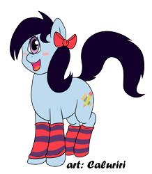 Size: 1305x1500 | Tagged: safe, artist:caluriri, oc, oc only, oc:iris, earth pony, pony, 2017 community collab, clothes, cyclops pony, derpibooru community collaboration, simple background, socks, solo, striped socks, transparent background