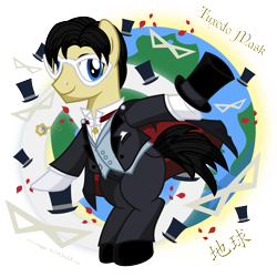 Size: 6000x6000 | Tagged: safe, artist:meganlovesangrybirds, absurd resolution, cape, clothes, crossover, hat, ponified, sailor moon, solo, top hat, tuxedo mask