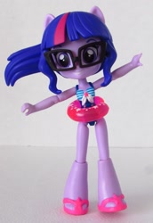 Size: 948x1378 | Tagged: safe, artist:whatthehell!?, derpibooru import, sci-twi, twilight sparkle, equestria girls, clothes, doll, equestria girls minis, glasses, irl, photo, ponied up, sandals, swimsuit, toy