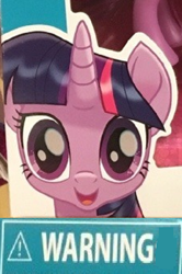 Size: 424x640 | Tagged: safe, twilight sparkle, pony, caption, expand dong, exploitable meme, image macro, meme, solo, toy, warning