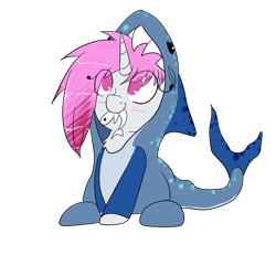 Size: 1000x1000 | Tagged: safe, artist:fajnyziomal, derpibooru import, oc, oc only, oc:purple light, shark costume, simple background, solo, transparent background