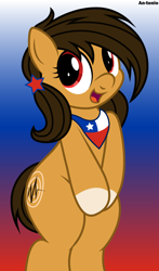 Size: 2648x4500 | Tagged: safe, artist:an-tonio, derpibooru import, oc, oc:chilenia, earth pony, pony, bipedal, chile, cute, gradient background, nation ponies, ocbetes, ponified, solo, vector