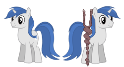 Size: 1524x830 | Tagged: safe, artist:dashiemlpfim, oc, oc only, pony, unicorn, simple background, solo, staff, staff of sameness, white background