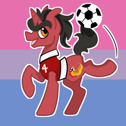 Size: 800x800 | Tagged: safe, artist:redpalette, derpibooru import, pony, unicorn, bisexual pride flag, bisexuality, commission, cute, digital art, football, lgbt, pride, pride flag, sports