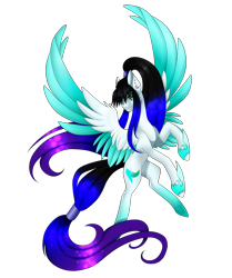 Size: 2513x3000 | Tagged: safe, artist:minelvi, oc, oc only, oc:cyan crystal, pegasus, pony, female, high res, mare, rainbow power, simple background, solo, spread wings, transparent background