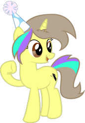 Size: 1096x1591 | Tagged: safe, artist:ponkus, derpibooru import, oc, oc:lydia, pony, unicorn, birthday, female, hat, mare, party hat, ponysona, simple background, solo, transparent background, vector