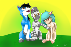 Size: 3000x2000 | Tagged: safe, artist:tracerpainter, derpibooru import, oc, oc:tracer painter, earth pony, pegasus, pony, zebra, group, simple background