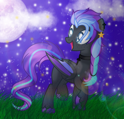 Size: 1900x1820 | Tagged: safe, artist:bloodlover2222, derpibooru import, oc, oc:gabriela, bat pony, pony, base used, bat pony oc, braid, female, full moon, mare, moon, night, solo