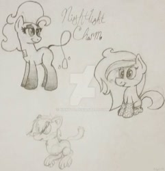 Size: 1024x1062 | Tagged: safe, artist:binkyt11, oc, oc only, oc:binky, oc:melon dew, oc:nightlight charm, cat, pony, :p, clothes, female, mare, socks, tongue out, traditional art, wingless