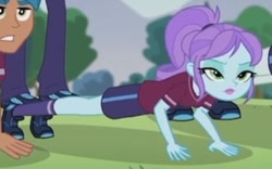 Size: 334x209 | Tagged: safe, screencap, carlos thunderbolt, crystal lullaby, equestria girls, pinkie spy (short), cropped