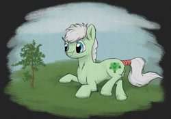 Size: 1134x790 | Tagged: safe, artist:shaliwolf, derpibooru import, oc, looking at something, simple background, solo, tree