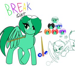 Size: 800x699 | Tagged: safe, artist:klondike, oc, oc only, oc:break shot, pegasus, pony, billiards, female, mare, swimming pool