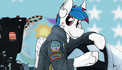 Size: 2989x1727 | Tagged: safe, artist:kamithepony, oc, oc only, oc:kami, pegasus, pony, f-14 tomcat, naval aviator, navy, patch, solo, thumbs up, top gun