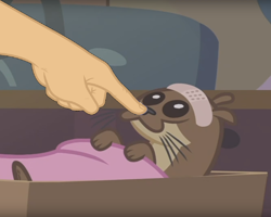 Size: 1166x931 | Tagged: safe, edit, edited screencap, screencap, otter, fluttershy leans in, :3, animal, bandage, boop, boop edit, finger, hand