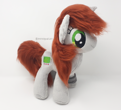 Size: 1000x906 | Tagged: safe, artist:hipsterowlet, derpibooru import, oc, oc only, oc:littlepip, pony, unicorn, fallout equestria, cutie mark, fanfic, fanfic art, female, hooves, horn, irl, mare, photo, pipbuck, plushie, solo