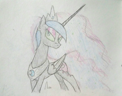 Size: 2248x1758 | Tagged: safe, artist:moonatik, derpibooru import, nightmare moon, alicorn, crown, eyeshadow, female, jewelry, makeup, regalia, signature, solo, traditional art