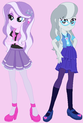 Size: 432x643 | Tagged: dead source, safe, alternate version, artist:sarahgdo, derpibooru import, diamond tiara, silver spoon, equestria girls, base used, clothes, duo, duo female, female, older, older diamond tiara, older silver spoon