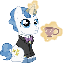 Size: 2954x3000 | Tagged: safe, artist:cloudyglow, derpibooru import, fancypants, unicorn, clothes, colt, male, simple background, sitting, smiling, solo, transparent background, younger