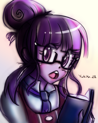 Size: 680x850 | Tagged: safe, artist:yukiru, sci-twi, twilight sparkle, equestria girls, book, colored pupils, cute, glasses, moe, solo, twiabetes